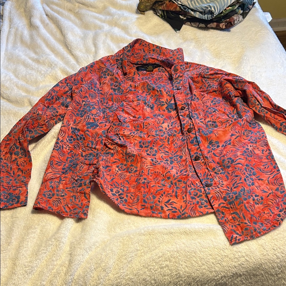Floral Red and Blue Women's Blouse